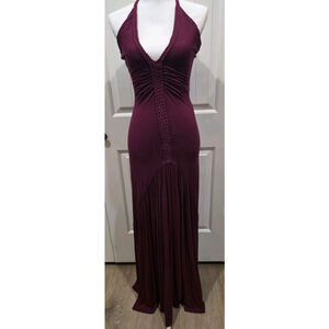 Sky Women's Braided Crochet Accent Maxi Plum Purple Size M NW0T Halter